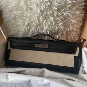 NWT hermes kelly cut swift black silver